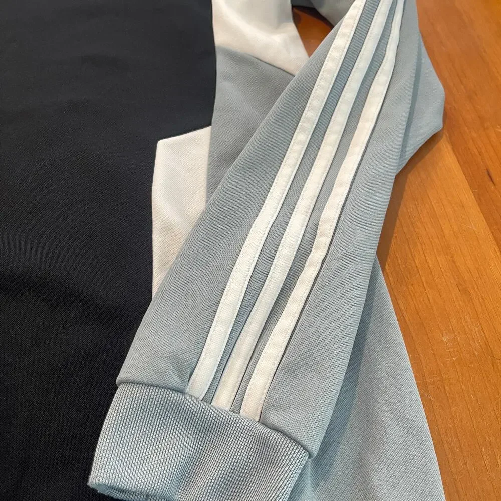 Adidas ClimaWarm Sweatshirt Mens Medium Black Blue 3 Stripe Athletic Pullover